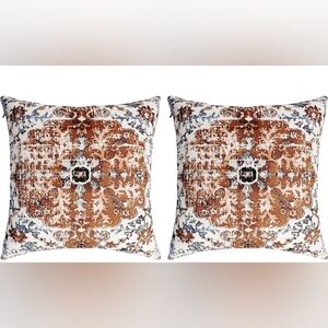 2 piece set  Boho Printed Linen Blend Throw Pillow Cases.